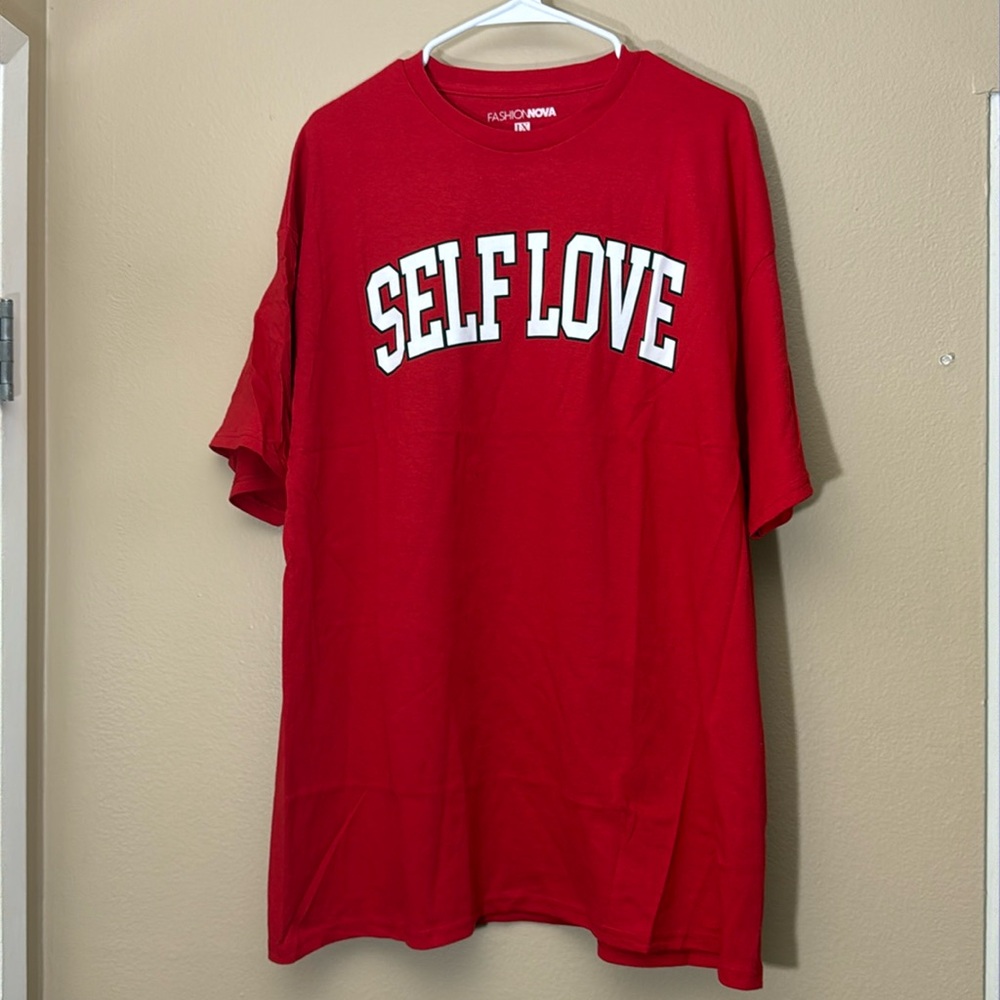 NEW! FASHION NOVA - SELF LOVE TEE - RED